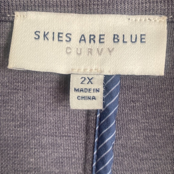 Skies Are Blue Blazer Size 2X Curvy Gray 3/4 Sleeves Comfort Casual Minimalist - Picture 7 of 10
